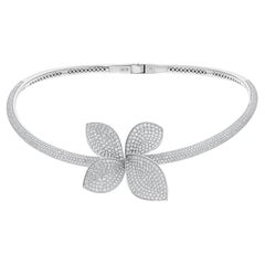 Collar Gargantilla Mariposa Oro Blanco 14k Corte Brillante SI/H 11,2 Quilates