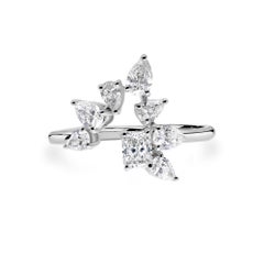 1.12 Carat SI/H Diamond Vine Chevron Wedding Ring 18 Karat White Gold