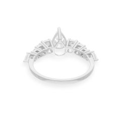 1.12 Carat SI/H Pear Round Brilliant Cut Diamond Ring 18k White Gold Jewelry