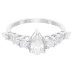 1,12 quilates SI/H Anillo de diamantes talla brillante redondo pera Joyas de oro blanco de 18k