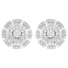 1,12 Karat SI/H runde Baguette-Diamant-Ohrringe 14 Karat Weißgold feiner Schmuck