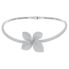 11.2 Carat SI/H Round Brilliant Cut Diamond White Gold Butterfly Choker Necklace