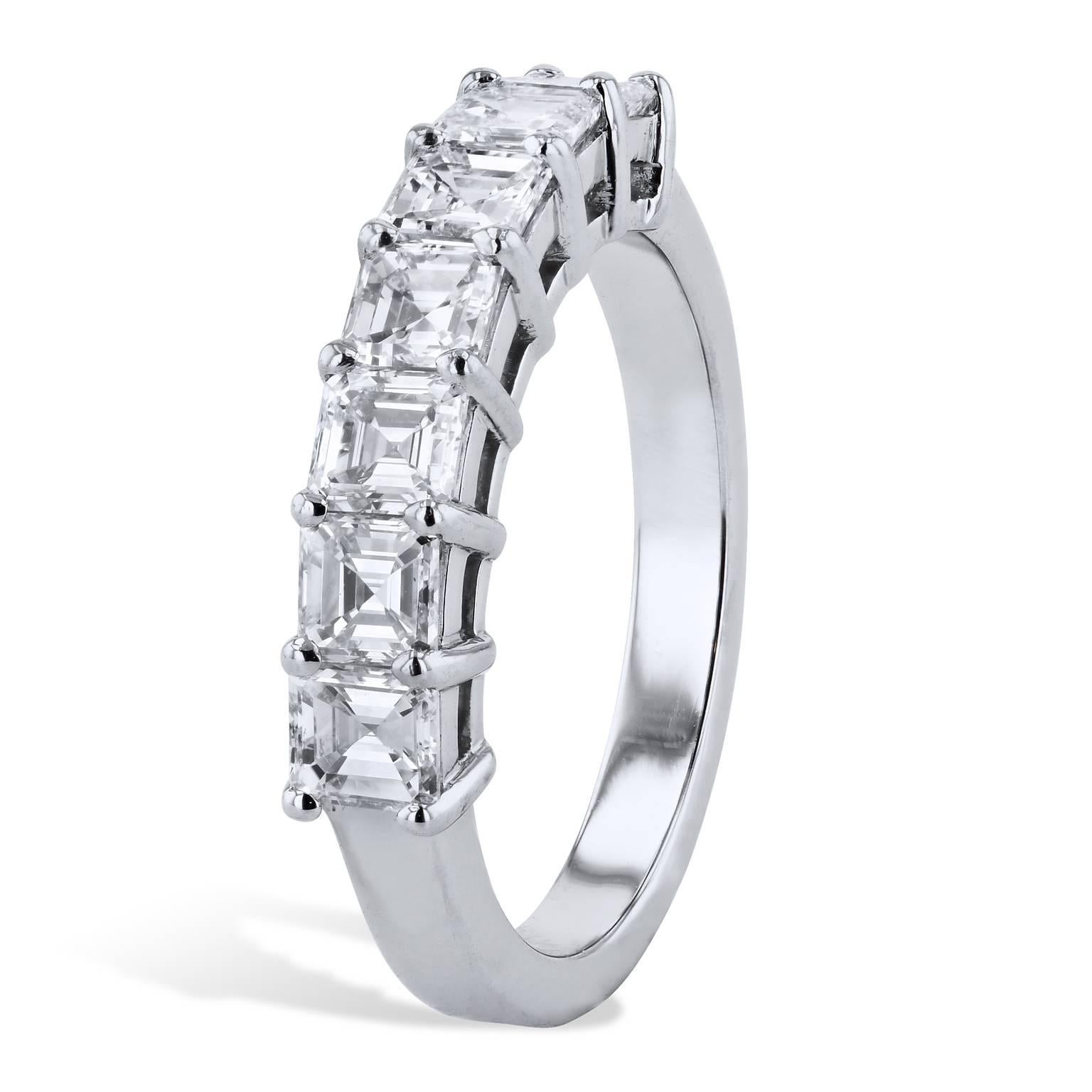 Women's 1.12 Carat Square Emerald Cut Diamond Band Ring