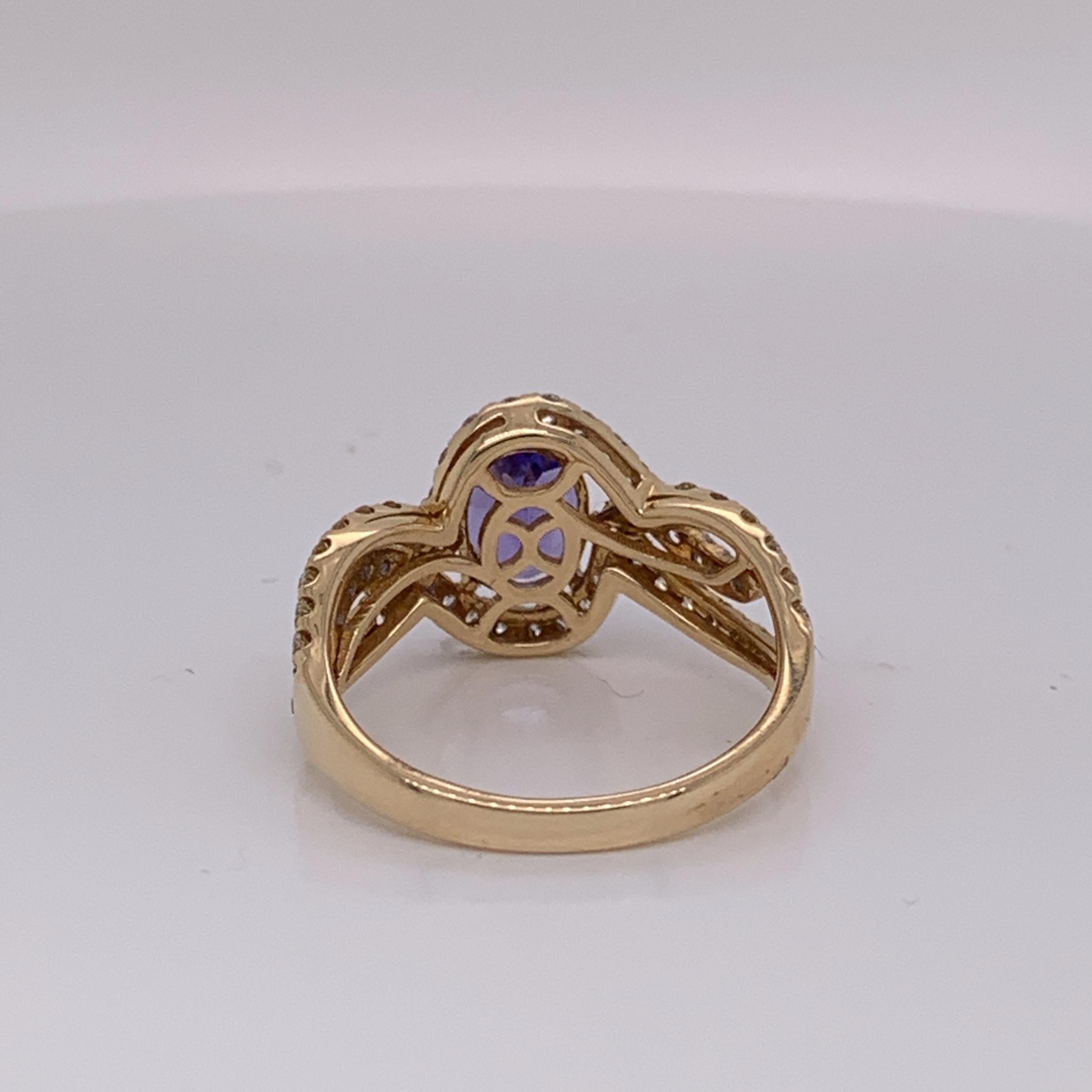 1.12 Carat Tanzanite and Diamond Ring In New Condition In Trumbull, CT