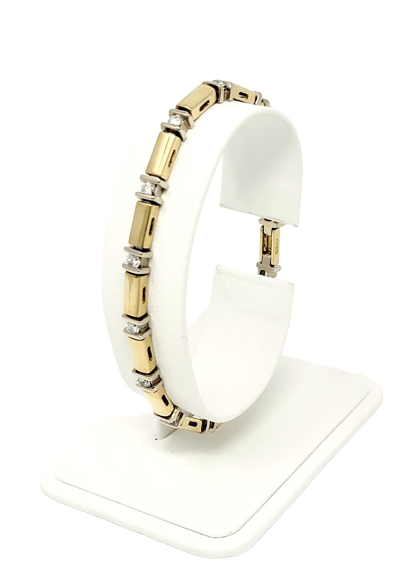 1,12 Karat runder Diamant Station Bar Gliederarmband aus 14 Karat Gelbgold 4