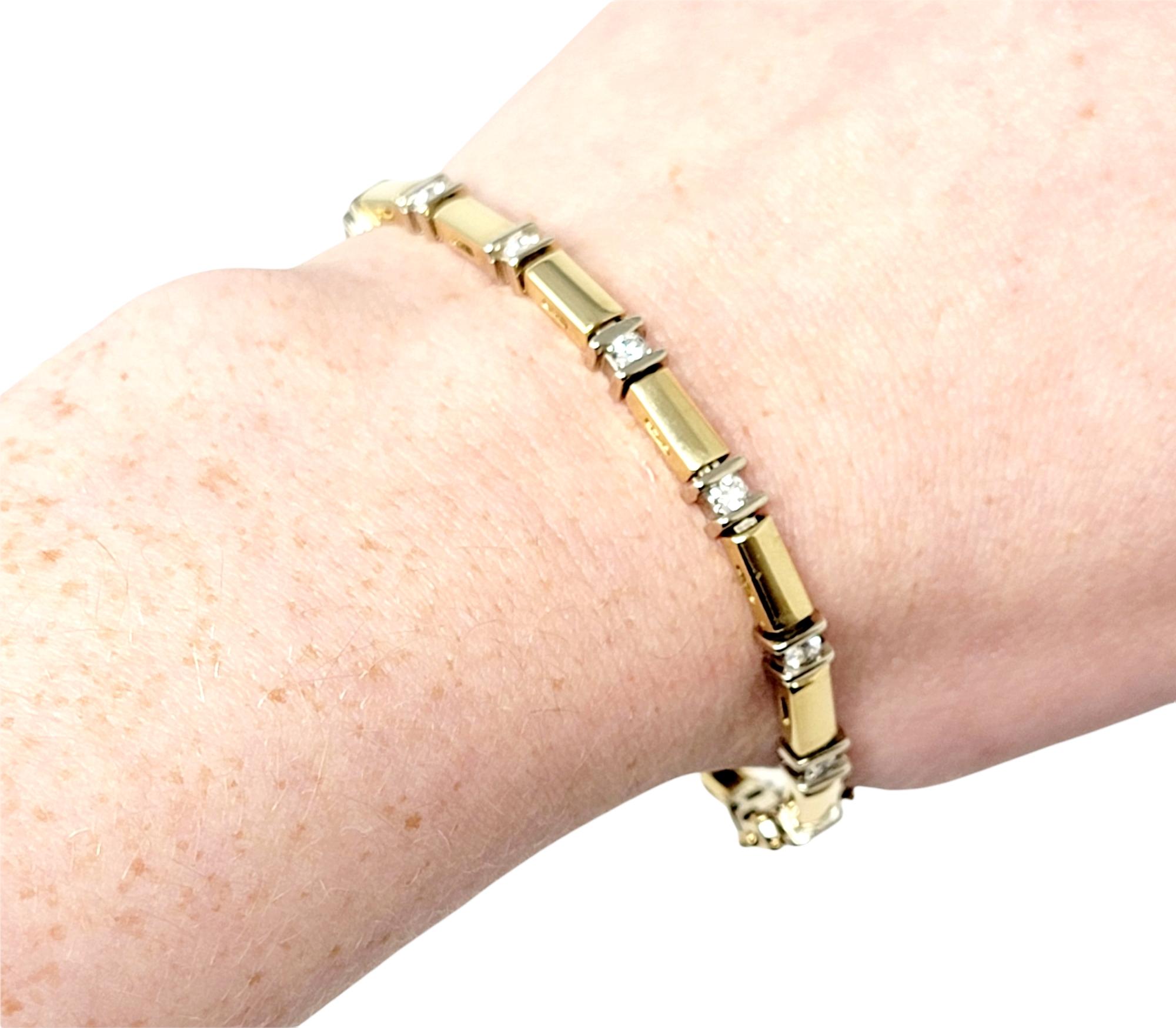 1,12 Karat runder Diamant Station Bar Gliederarmband aus 14 Karat Gelbgold 5