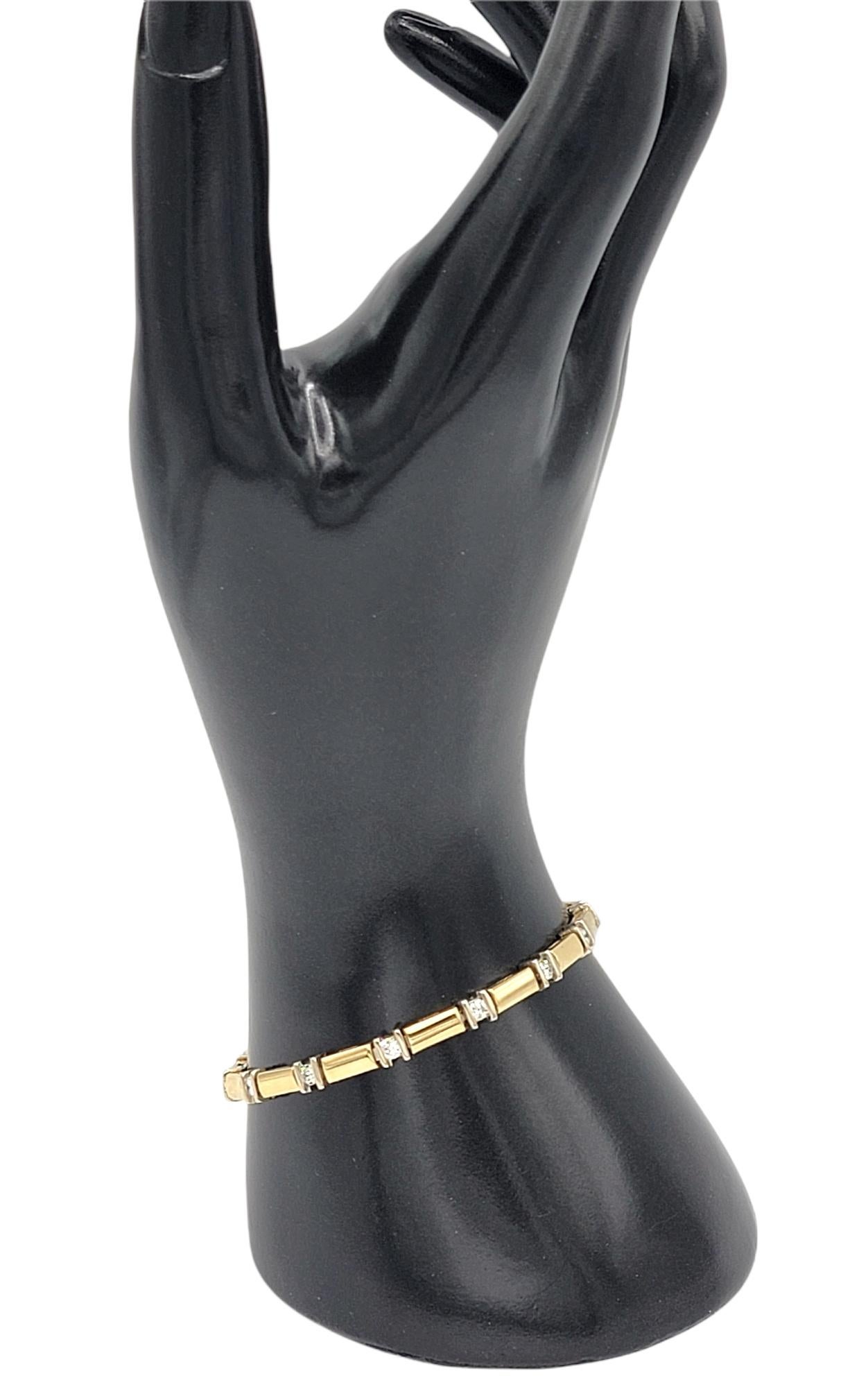 1,12 Karat runder Diamant Station Bar Gliederarmband aus 14 Karat Gelbgold (Zeitgenössisch)