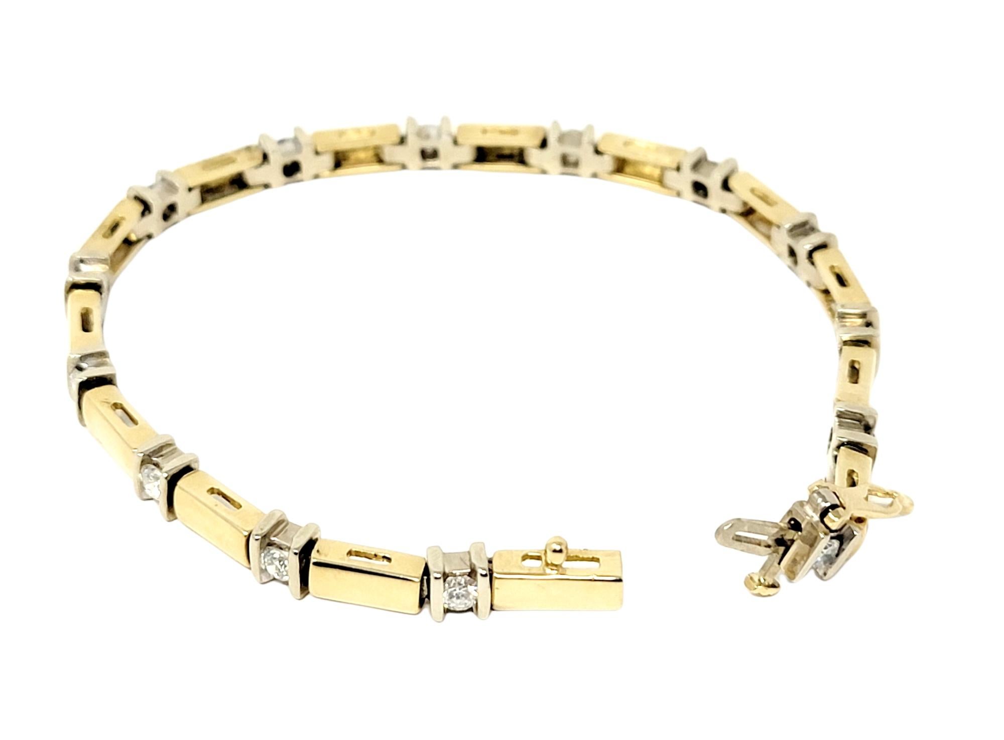 1,12 Karat runder Diamant Station Bar Gliederarmband aus 14 Karat Gelbgold im Zustand „Gut“ in Scottsdale, AZ