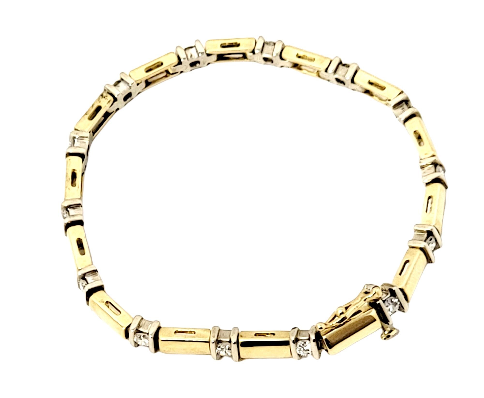 1,12 Karat runder Diamant Station Bar Gliederarmband aus 14 Karat Gelbgold Damen