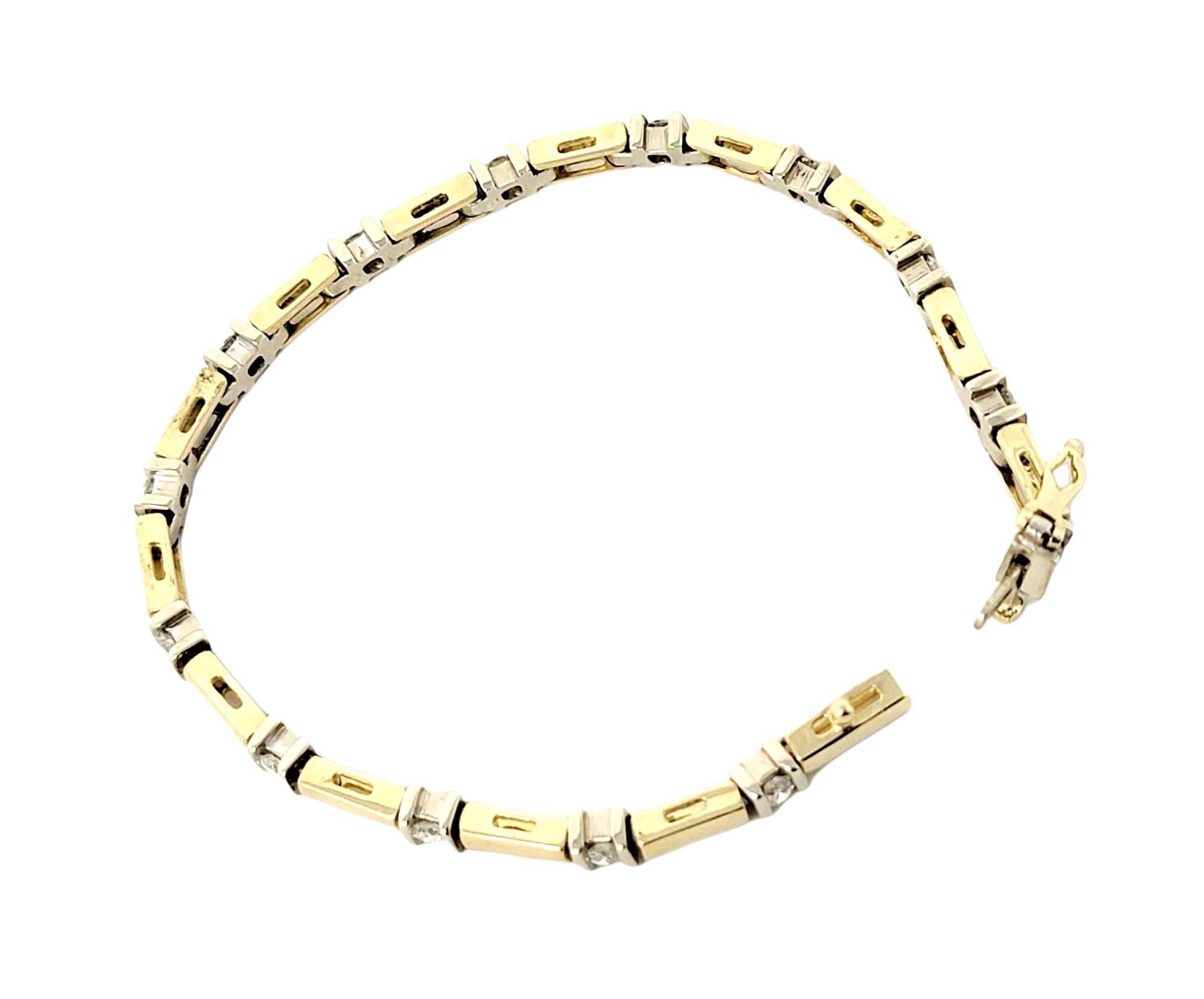 1,12 Karat runder Diamant Station Bar Gliederarmband aus 14 Karat Gelbgold 1