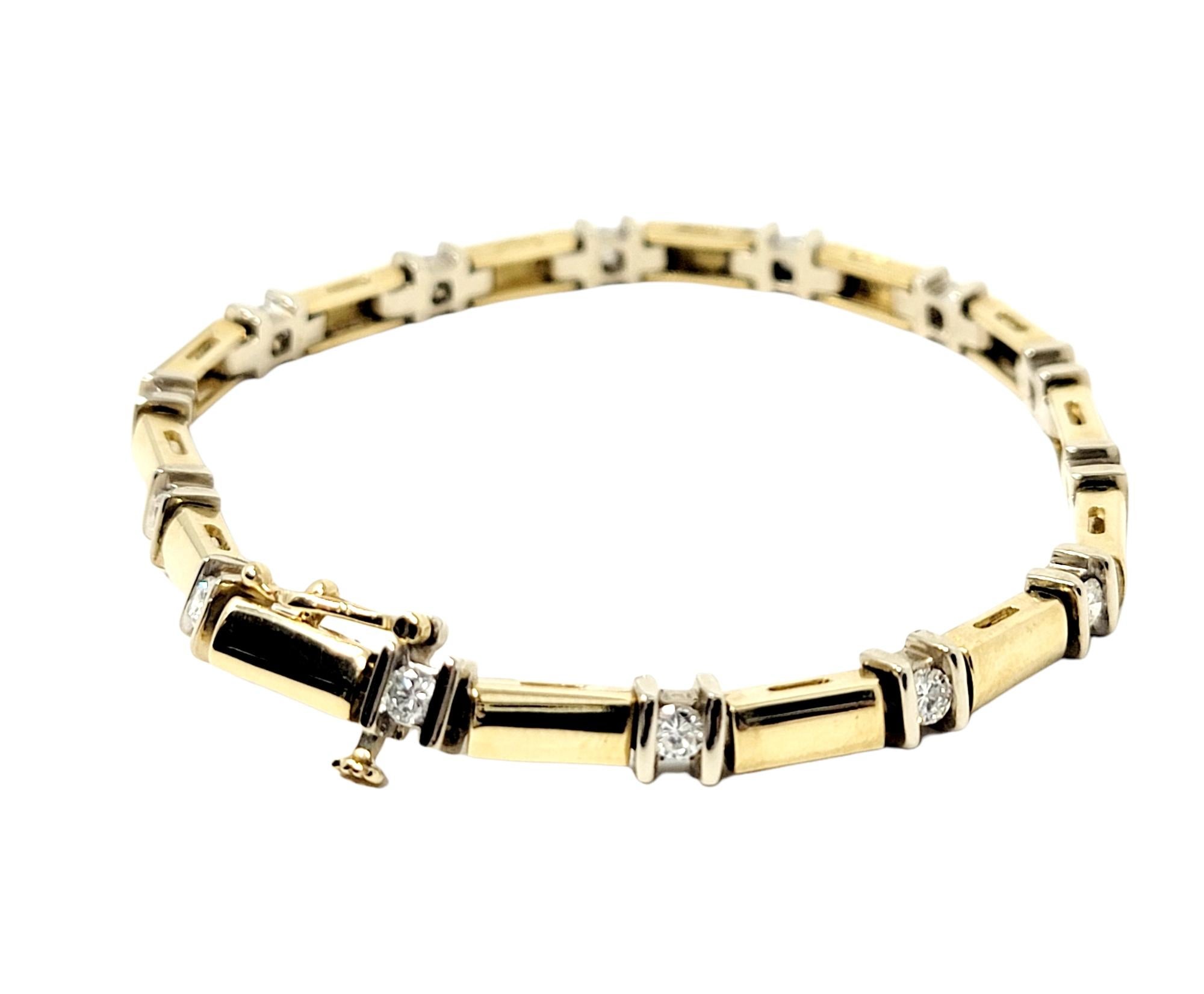 1,12 Karat runder Diamant Station Bar Gliederarmband aus 14 Karat Gelbgold 2