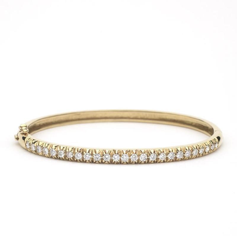 Round Cut 1.12 Carat Diamond Bangle Bracelet, 14 Karat Gold, Ben Dannie For Sale