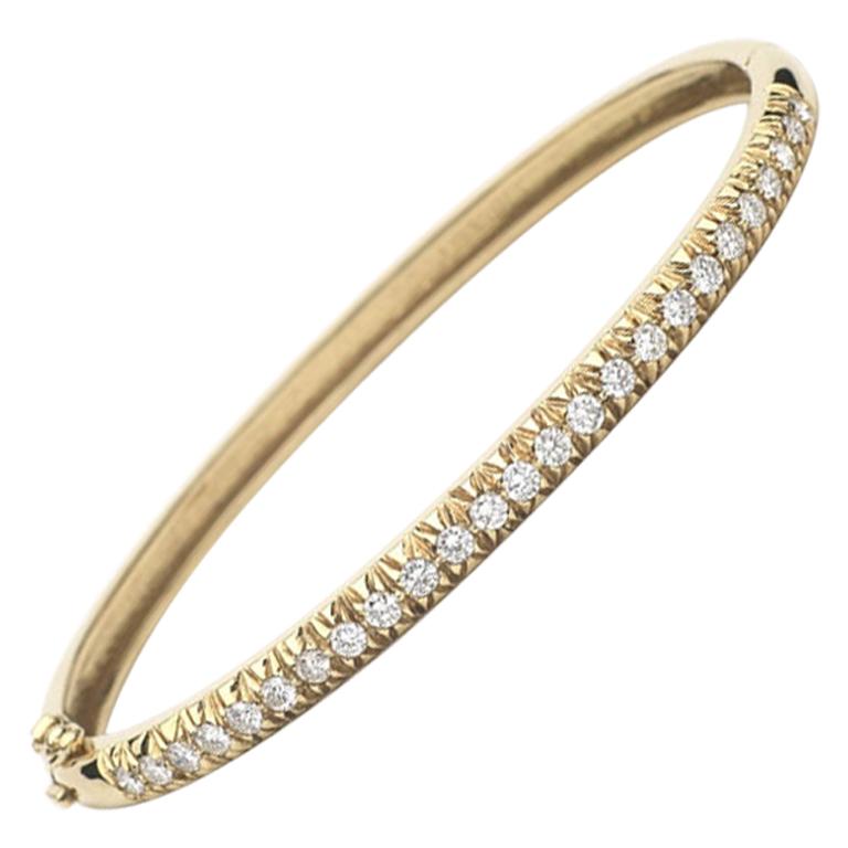 1.12 Carat Diamond Bangle Bracelet, 14 Karat Gold, Ben Dannie For Sale