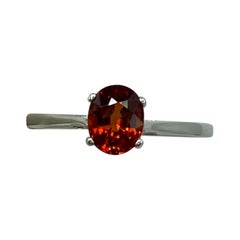 1.12 Carat Vivid Orange Spessartine Garnet Oval Sterling Silver Solitaire Ring