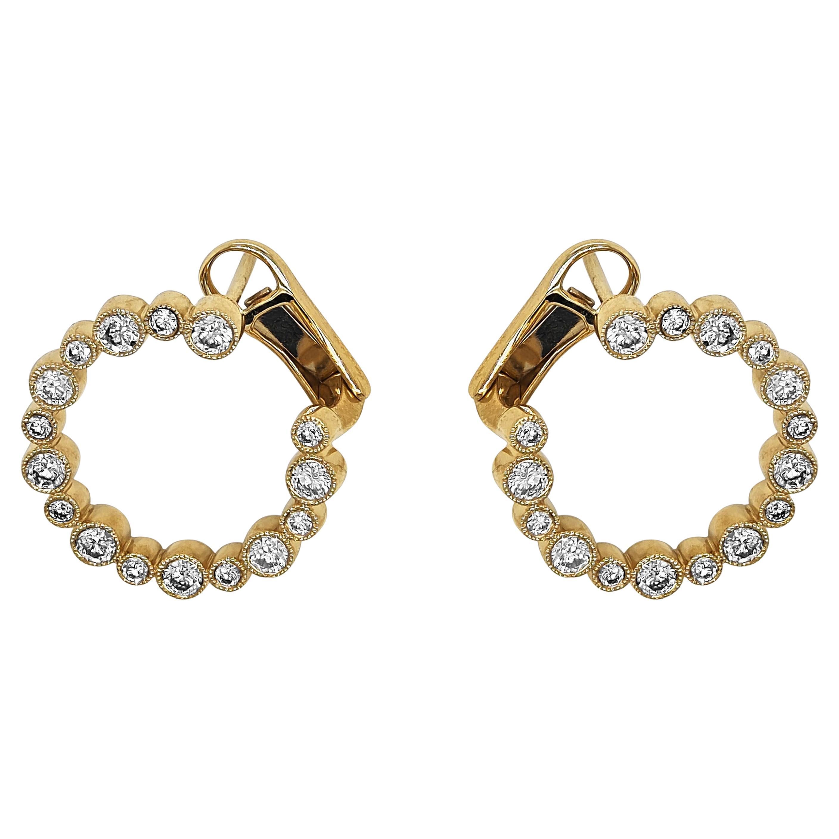 1.12 Carat White Diamond Yellow Gold Earrings