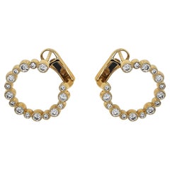 Boucles d'oreilles en or jaune avec diamants blancs de 1.12 carat