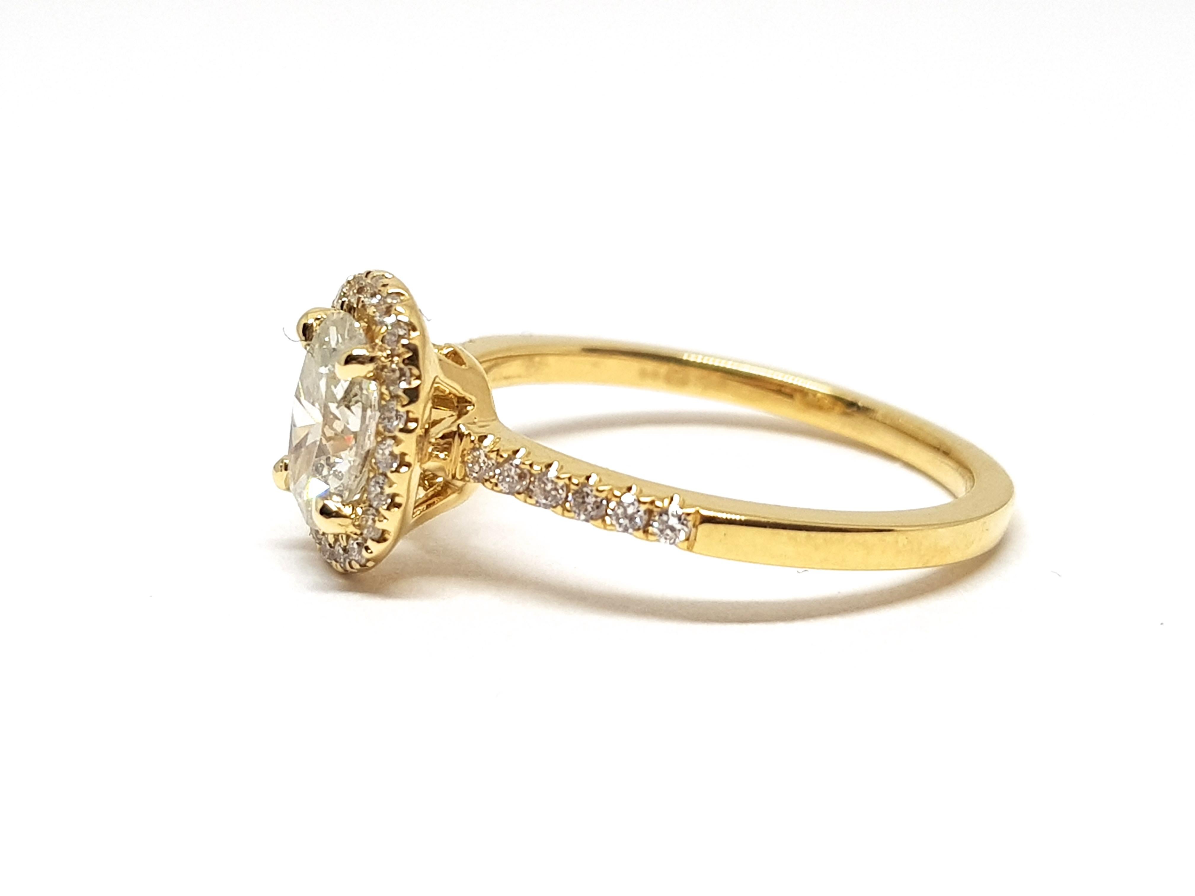 1.12 Carat Yellow Gold White Diamond Engagement Ring 1