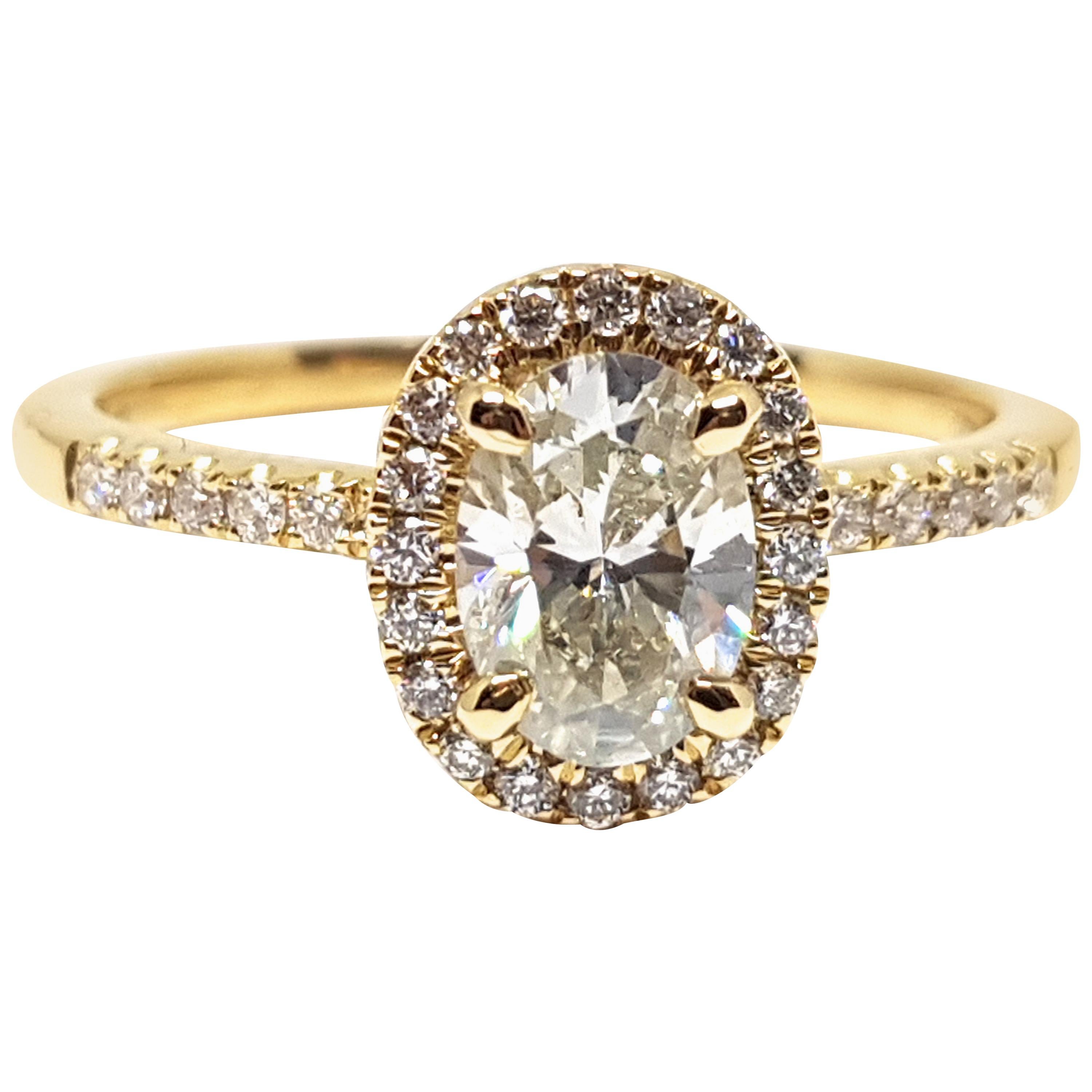 1.12 Carat Yellow Gold White Diamond Engagement Ring