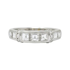 1.12 Carats Round and Square Diamond Platinum Anniversary Band Ring 1.12 Carats Round and Square Diamond Platinum Anniversary Band Ring