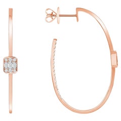 1.12 Ct Diamonds in 18K Rose Gold Hoop Earrings