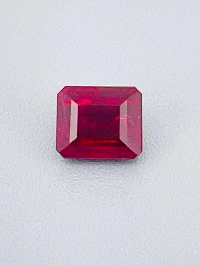 Asscher Cut 1.12 Ct GIA certified Natural Burma Ruby pigeon blood unheated Eye clean For Sale
