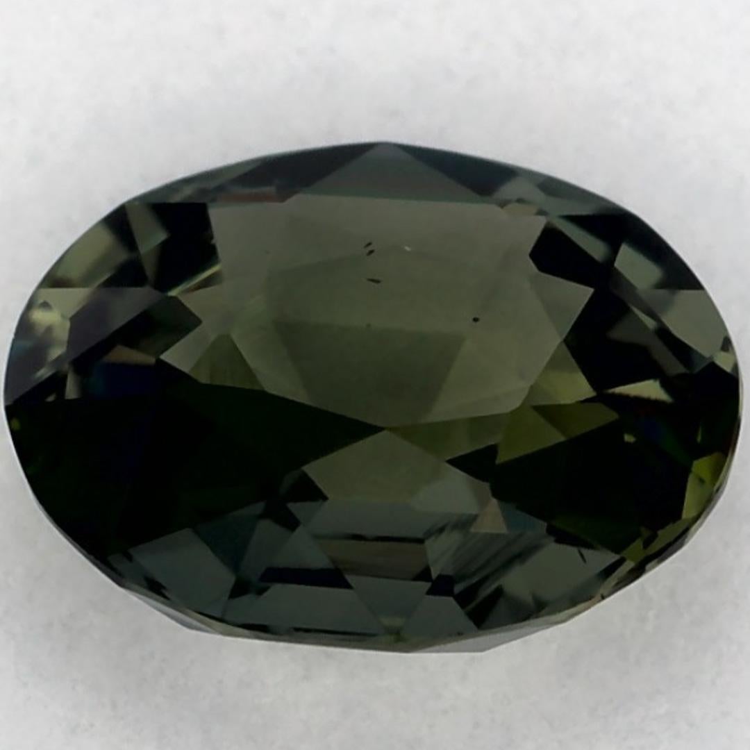 Gema suelta ovalada de zafiro verde de 1.12 qt en Nuevo estado para la venta en Fort Lee, NJ