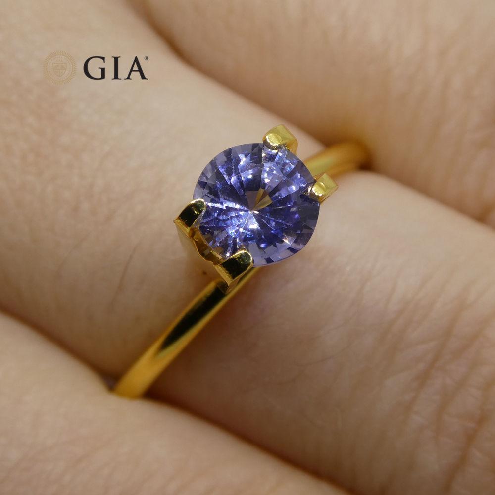 1.12 ct Round Violetish Blue Sapphire GIA Certified Sri Lankan Unheated For Sale 5