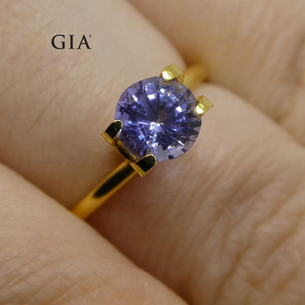 1.12 ct Round Violetish Blue Sapphire GIA Certified Sri Lankan Unheated For Sale 6