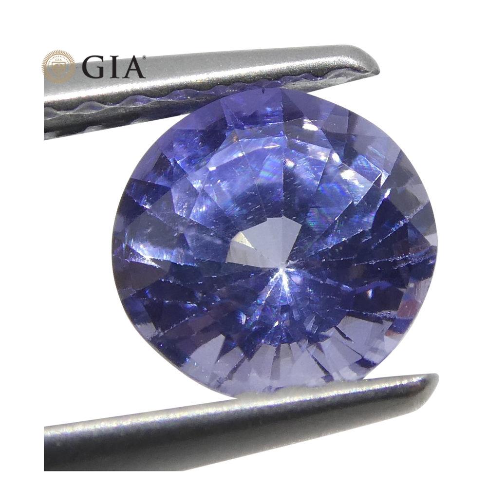 1.12 ct Round Violetish Blue Sapphire GIA Certified Sri Lankan Unheated In New Condition For Sale In Toronto, Ontario