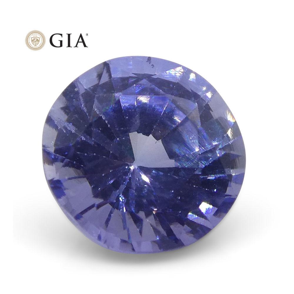Women's or Men's 1.12 ct Round Violetish Blue Sapphire GIA Certified Sri Lankan Unheated For Sale