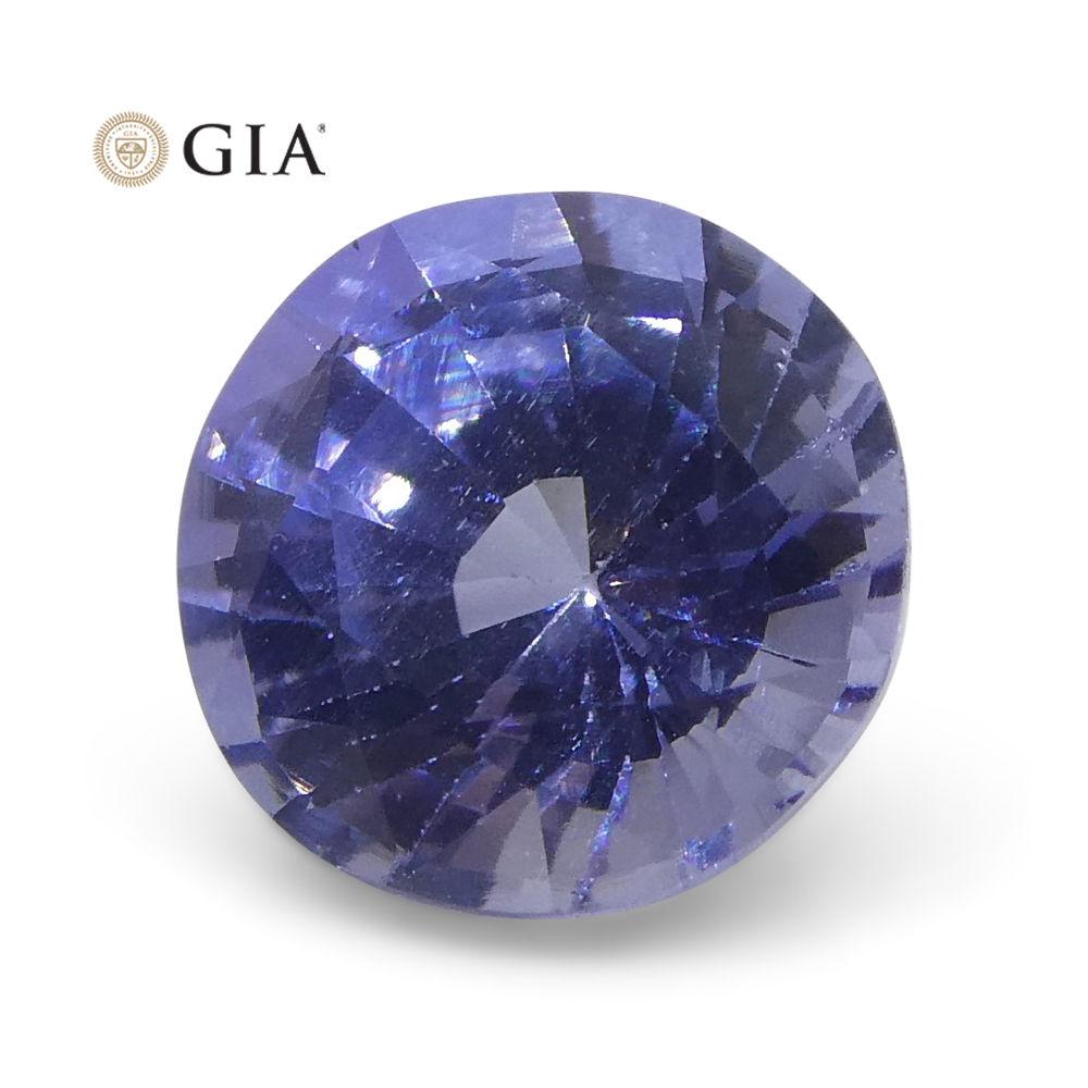 1.12 ct Round Violetish Blue Sapphire GIA Certified Sri Lankan Unheated For Sale 1
