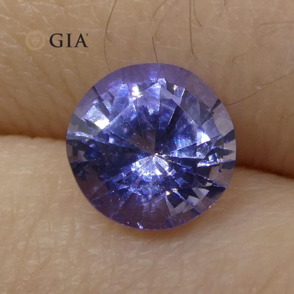 1.12 ct Round Violetish Blue Sapphire GIA Certified Sri Lankan Unheated For Sale 3