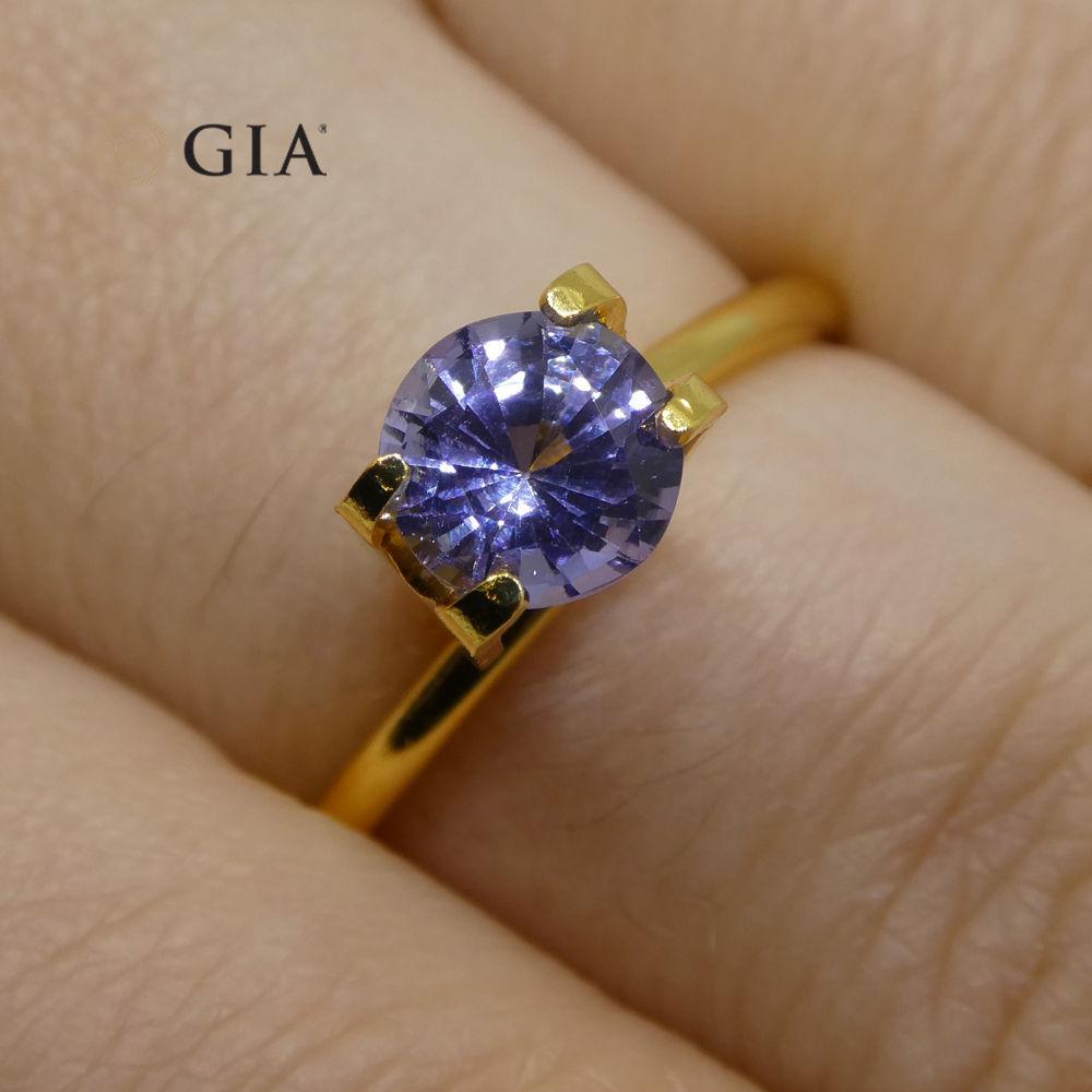 1.12 ct Round Violetish Blue Sapphire GIA Certified Sri Lankan Unheated For Sale 4