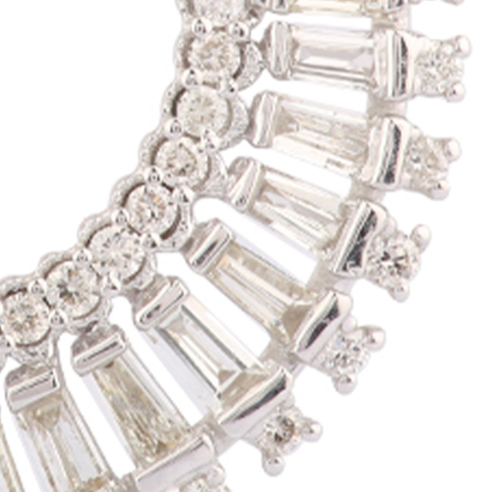 Art Deco 1.12 ctw. Round & Baguette Diamond Circle Pendant Necklace Solid 14k White Gold