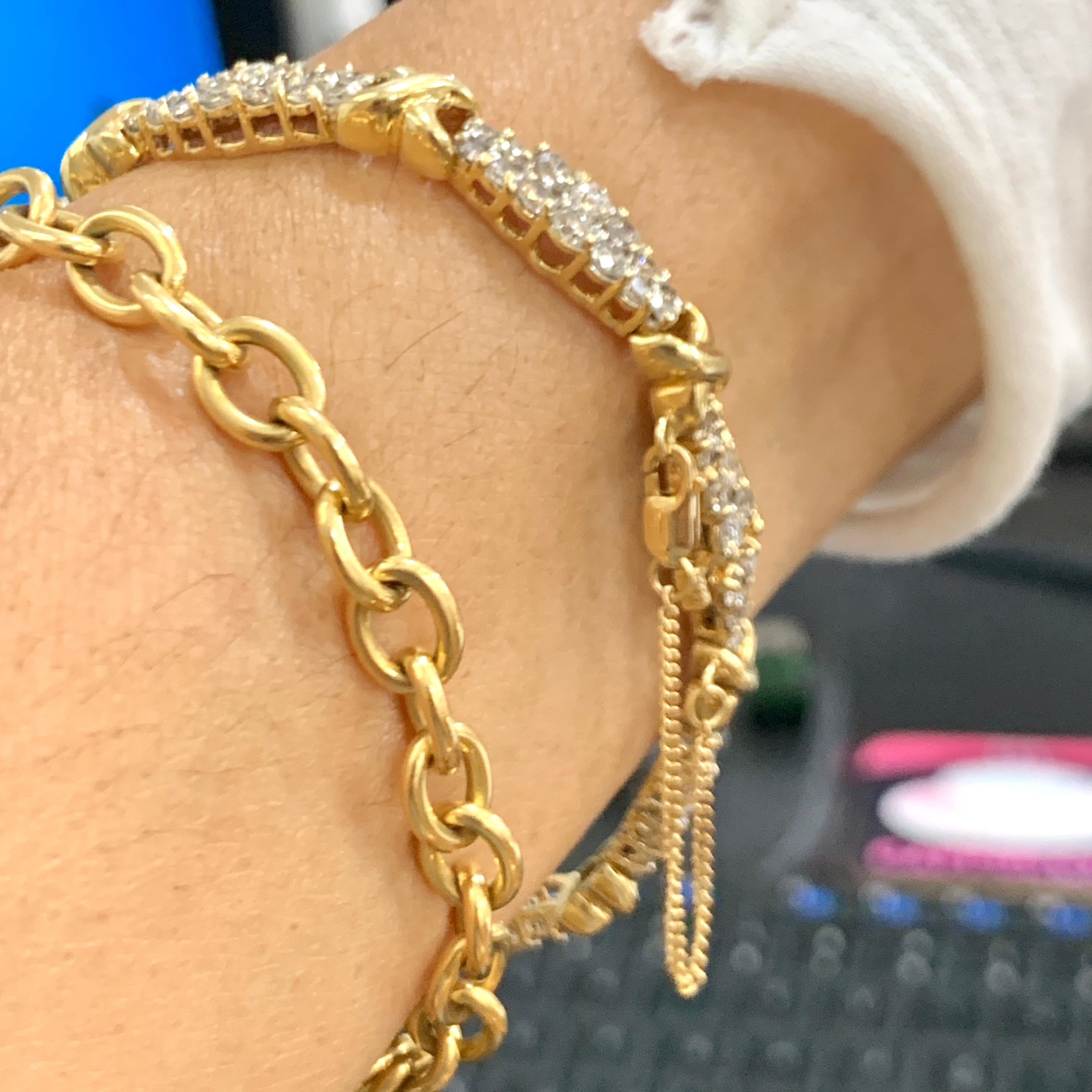 112 Diamond 5 Carat Bracelet, 14 Karat Yellow Gold 17.7 Gm Estate, Secured Chain 4