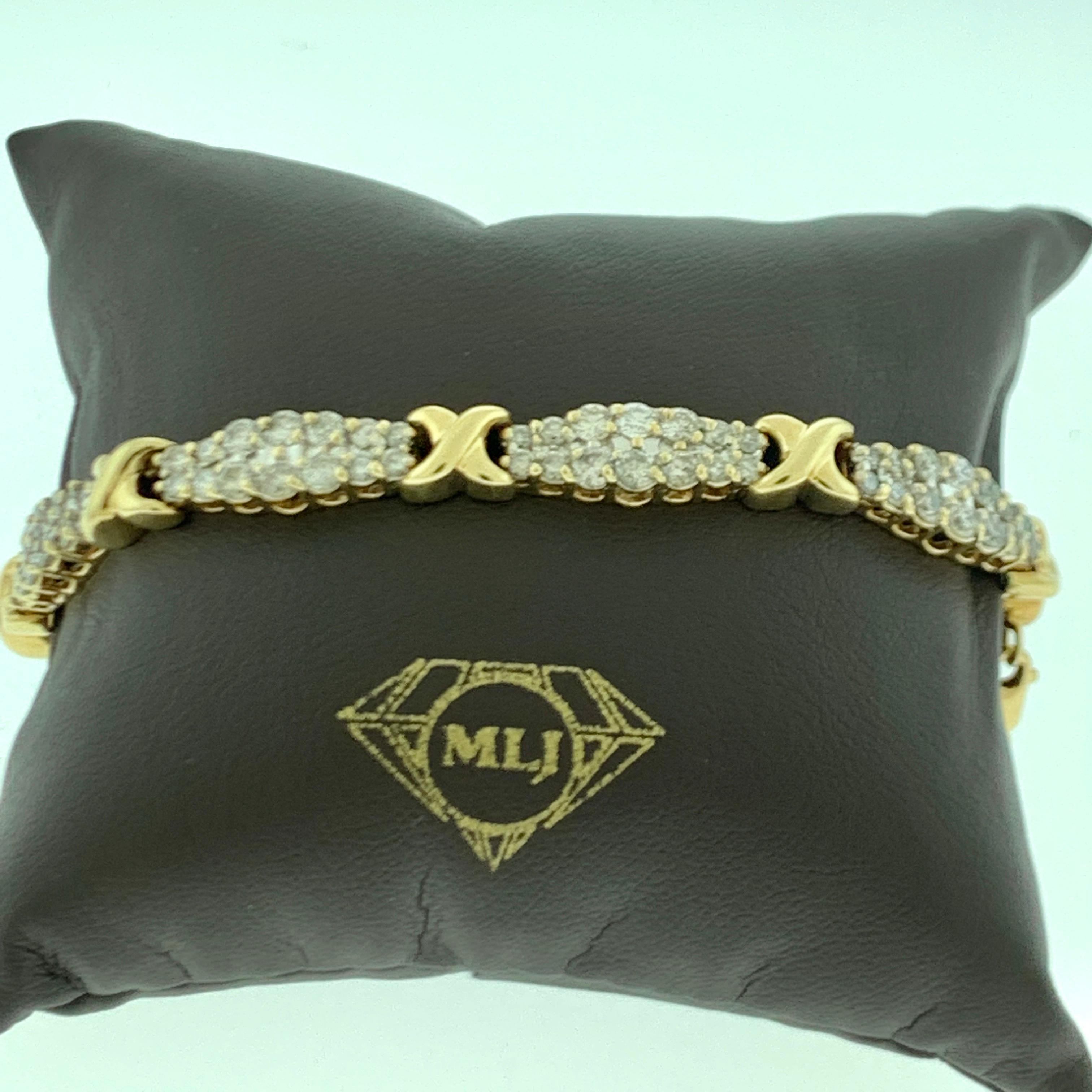 112 Diamond 5 Carat Bracelet, 14 Karat Yellow Gold 17.7 Gm Estate, Secured Chain 6
