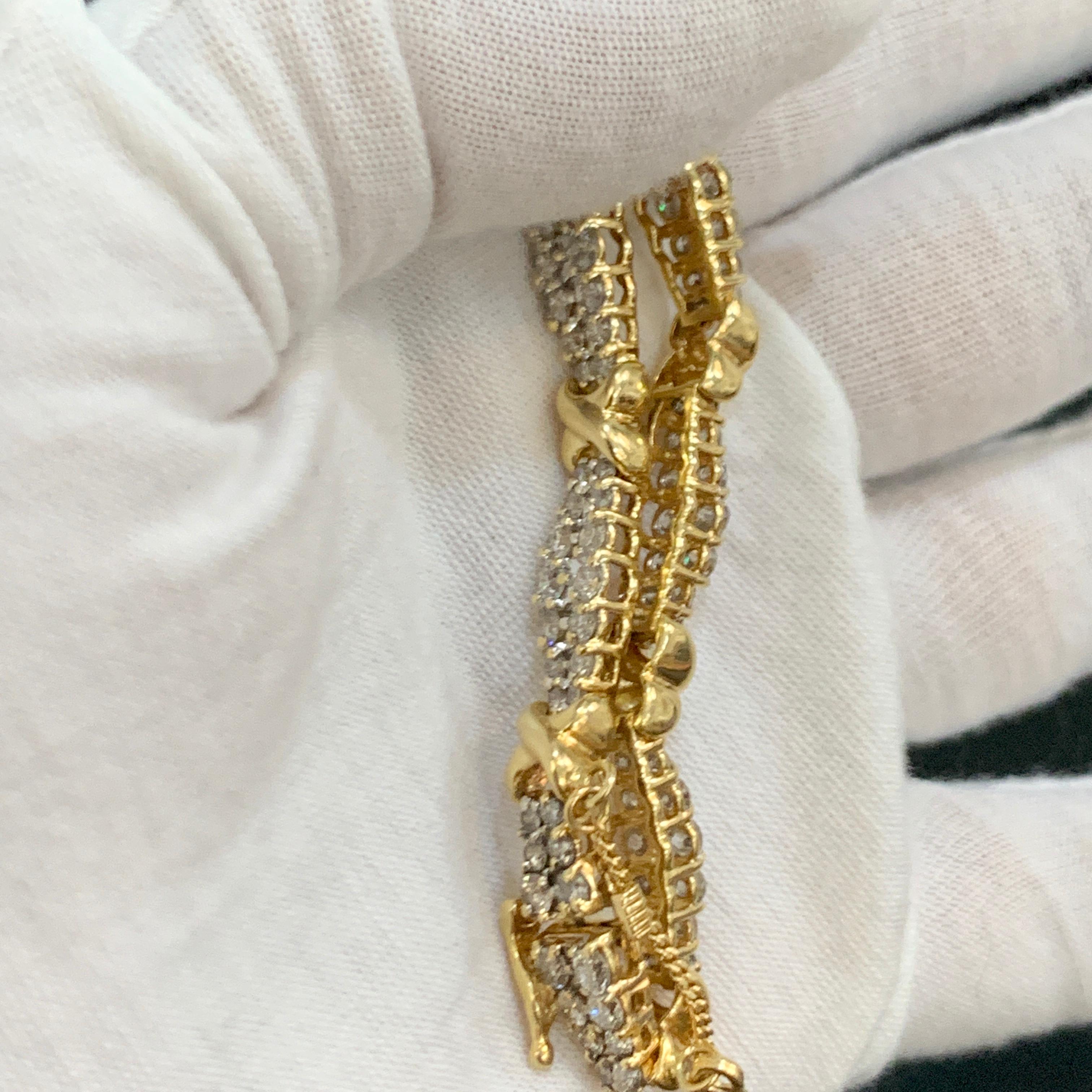 112 Diamond 5 Carat Bracelet, 14 Karat Yellow Gold 17.7 Gm Estate, Secured Chain 2