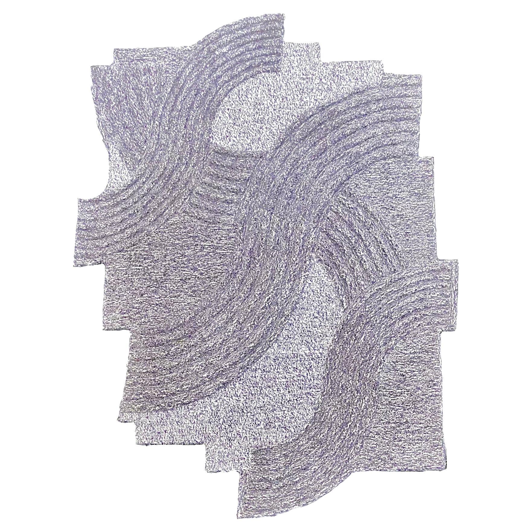 Modern Irregular Shape Hand-Tufted Wool Rug in Light Purple 112 by RAG Home For Sale