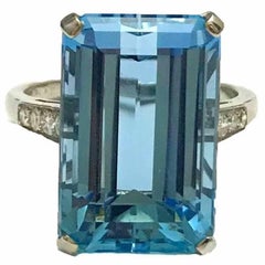 11.20 Carat Aquamarine and Diamond Platinum Cocktail Ring