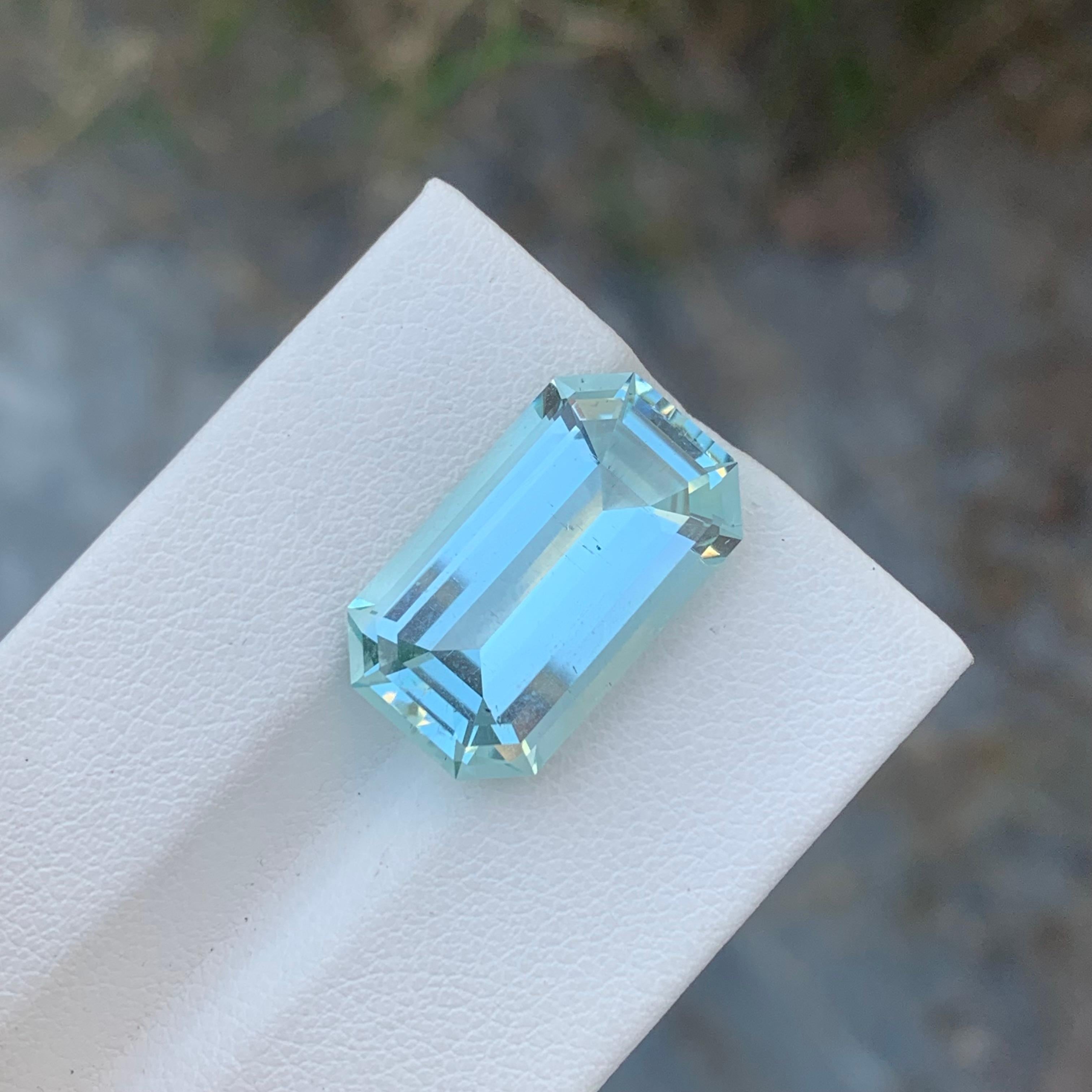 Loose Aquamarine
Weight: 11.20 Carat
Dimension: 19.3 x 11.4 x 7.4 Mm
Colour : Pale  Blue 
Origin: Shigar Valley, Pakistan
Treatment: Non
Certificate : On Demand
Shape: Emerald 

Aquamarine is a captivating gemstone known for its enchanting