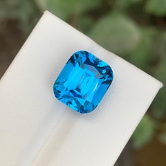 11.20 Carat Natural Loose Swiss Blue Topaz Cushion Cut Gemstone