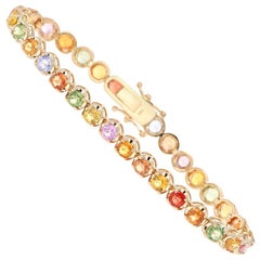 11.20 Carat Natural Sapphire 14 Karat Yellow Gold Bracelet