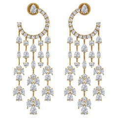11.20 Carat SI/H Diamant taille poire brillant Boucles d
oreilles chandelier or jaune 14k
