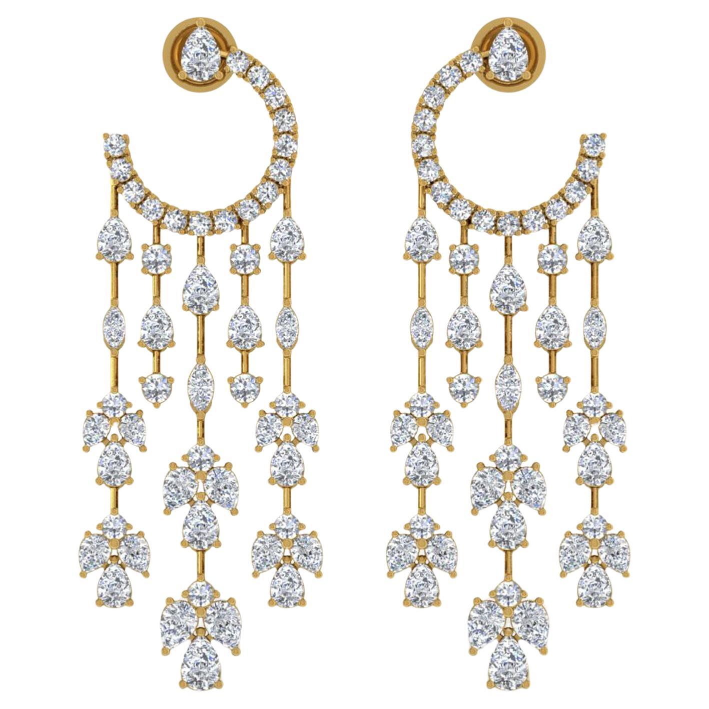 11,20 Karat SI/H Birnenschliff Diamant-Kronleuchter-Ohrringe 18k Gelbgold