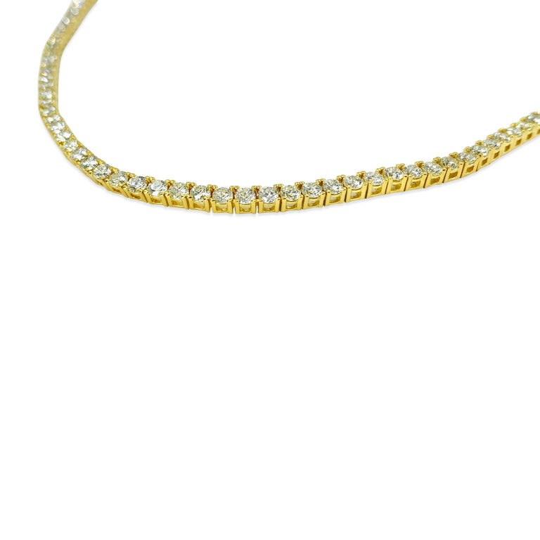 11.20 Carat VVS Diamond 14K Gold Tennis Necklace For Sale at 1stDibs