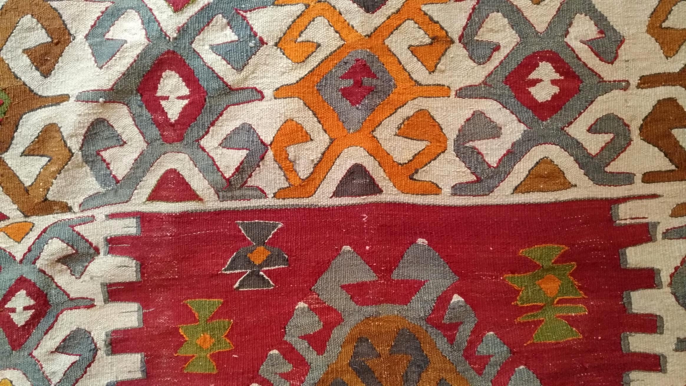 Hand-Woven 1120, Old Kilim Turkey For Sale