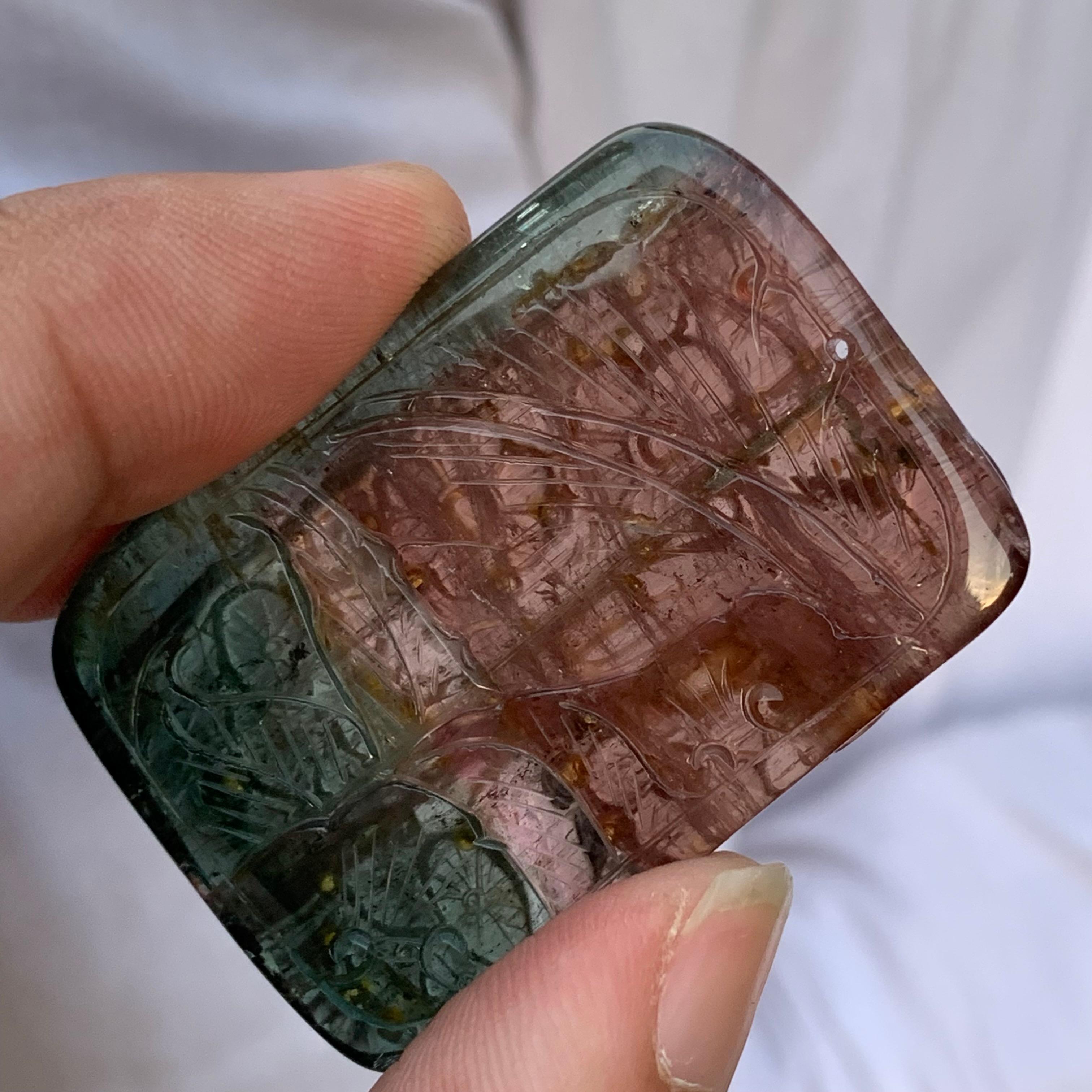 Uncut 112.05 Carat Natural Bi Colour Tourmaline Drilled Carving From Madagascar Africa For Sale