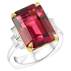 Bague tourmaline 11,20 carats en blanc 18 carats et or rose. Certifié GIA.