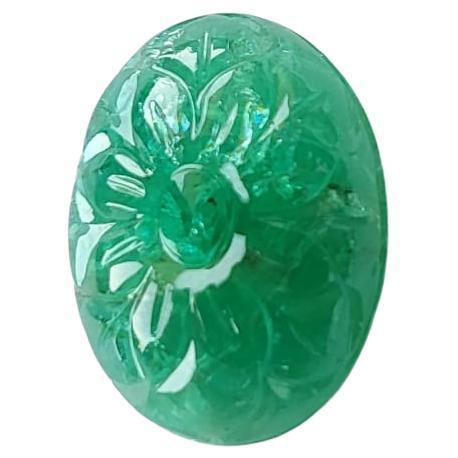 Natural Emerald Carving Oval Cut Gemstone.
11.21 Carat with a elegant Green color and excellent clarity. Also has an excellent fancy Oval cut with ideal polish to show great shine and color . It will look authentic in jewellery. The dimensions of