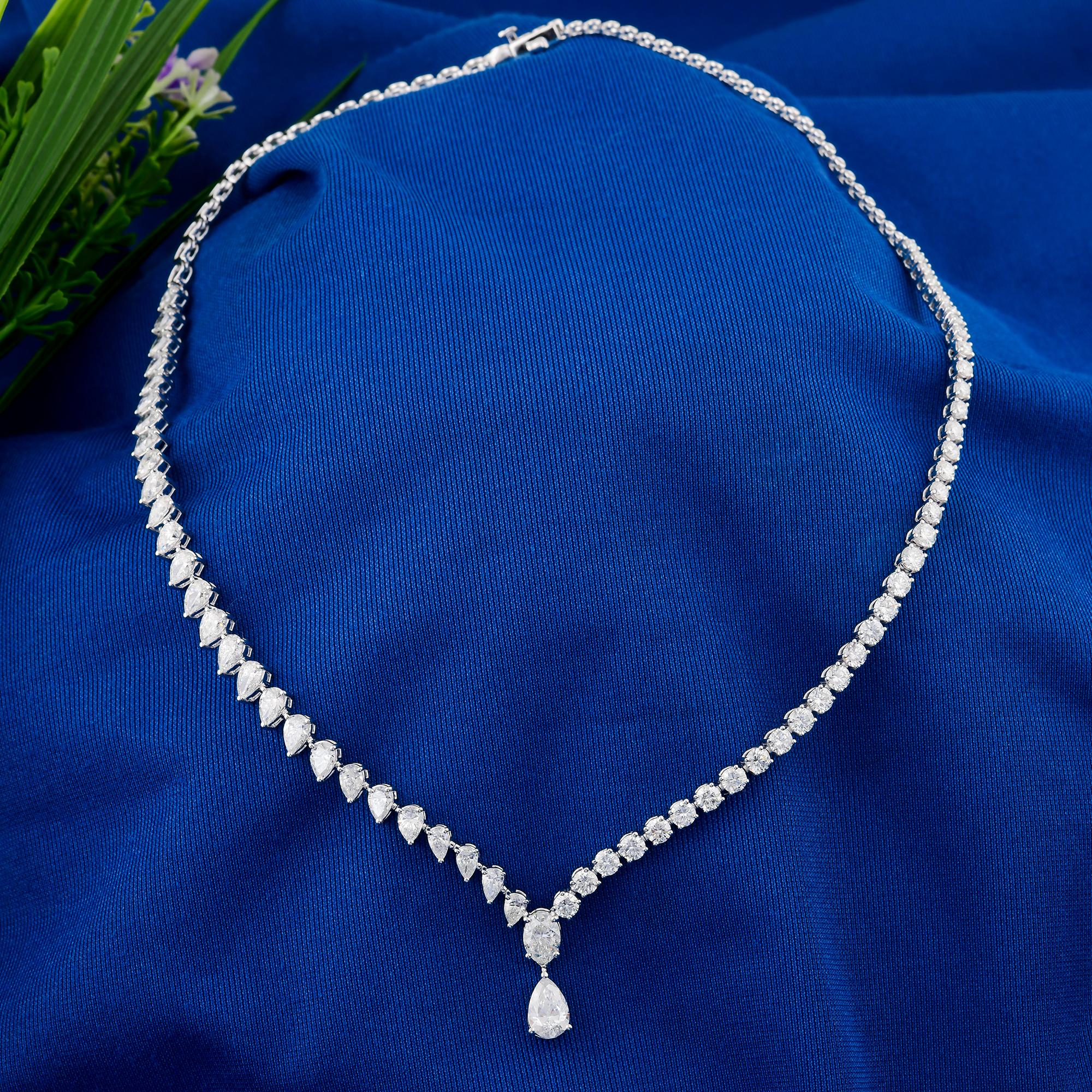 Donna 11,21 Carati SI Chiarezza HI Colore Collana con diamanti a forma multipla in oro bianco 14 carati in vendita